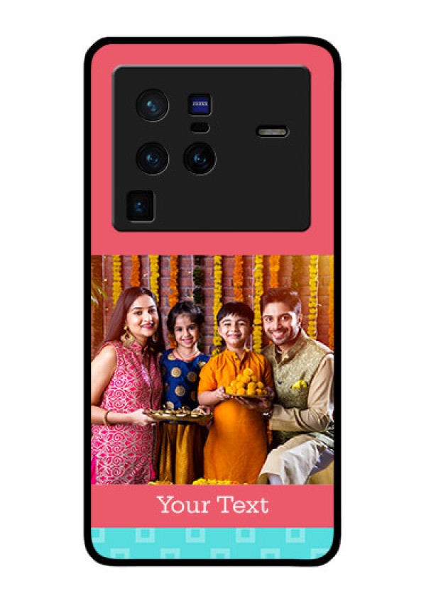 Vivo X80 Pro 5G Personalized Glass Phone Case - Peach & Blue Color Design
