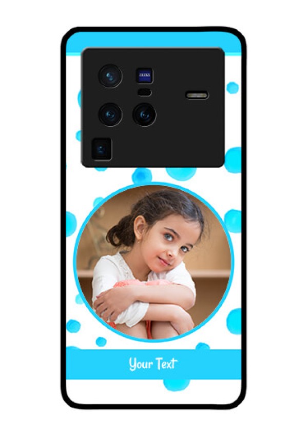 Vivo X80 Pro 5G Photo Printing on Glass Case - Blue Bubbles Pattern Design
