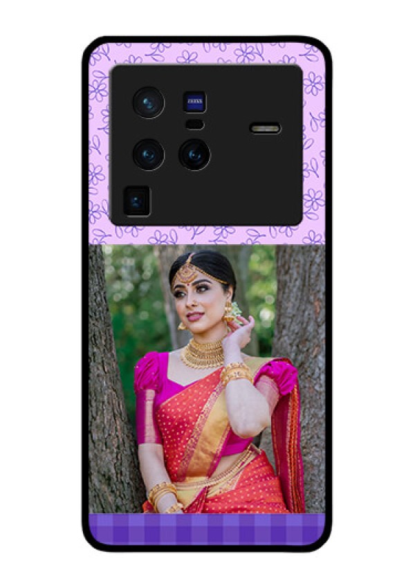 Vivo X80 Pro 5G Custom Glass Phone Case - Purple Floral Design