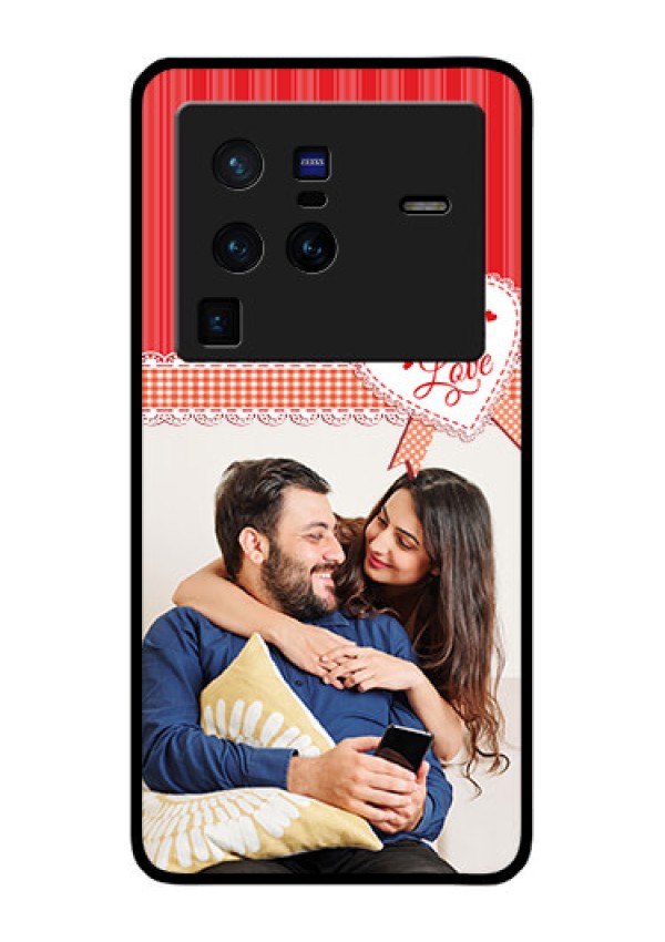 Vivo X80 Pro 5G Custom Glass Mobile Case - Red Love Pattern Design