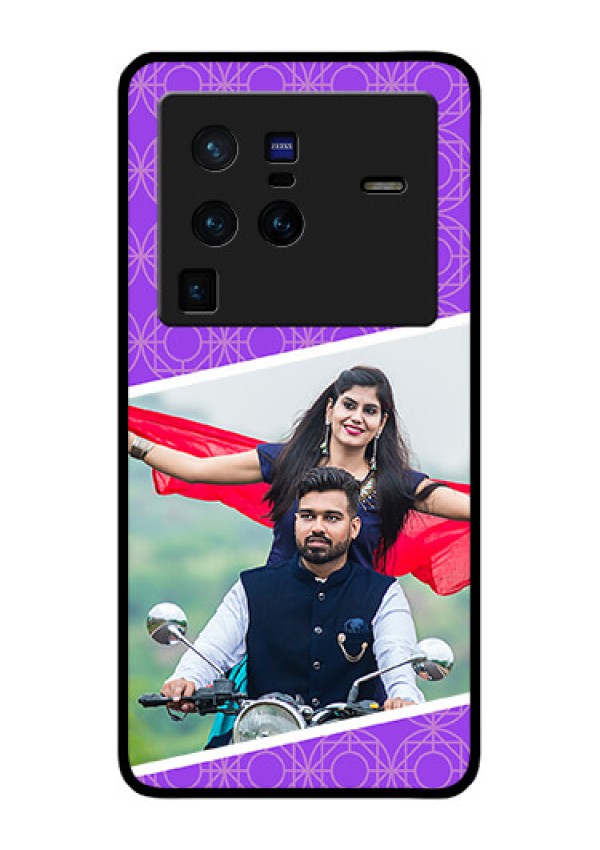 Vivo X80 Pro 5G Custom Glass Phone Case - Violet Pattern Design