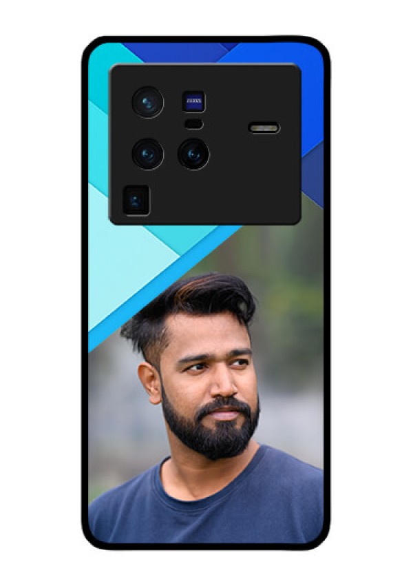 Vivo X80 Pro 5G Custom Glass Phone Case - Blue Pattern Design