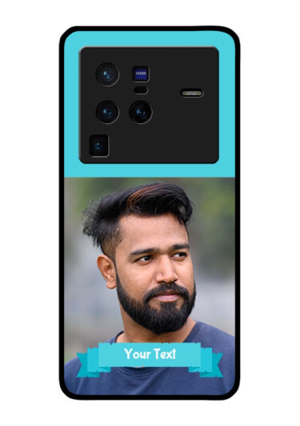 Vivo X80 Pro 5G Personalized Glass Phone Case - Simple Blue Color Design