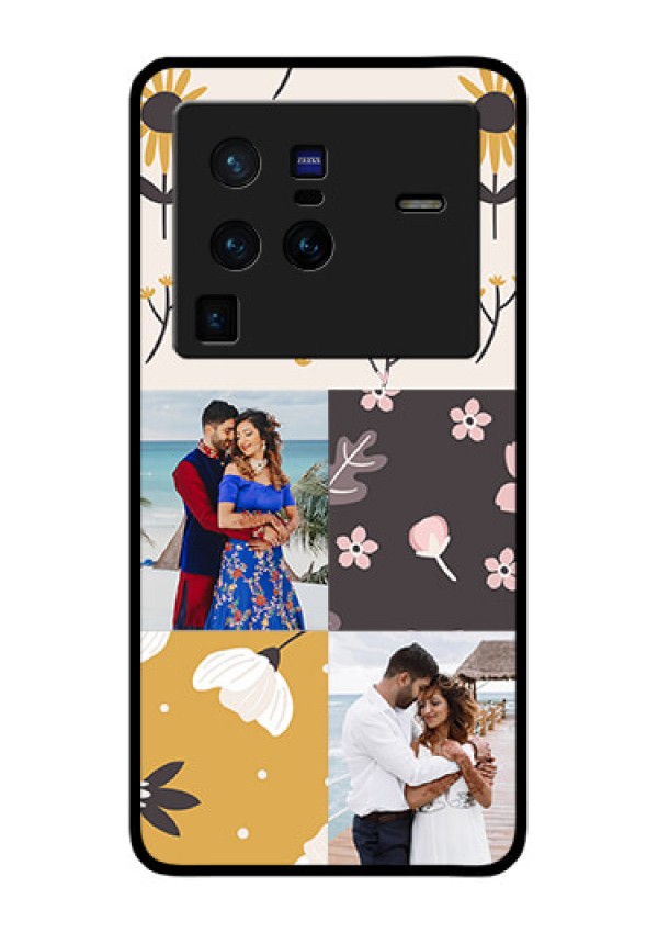 Vivo X80 Pro 5G Photo Printing on Glass Case - 3 Images with Floral Design