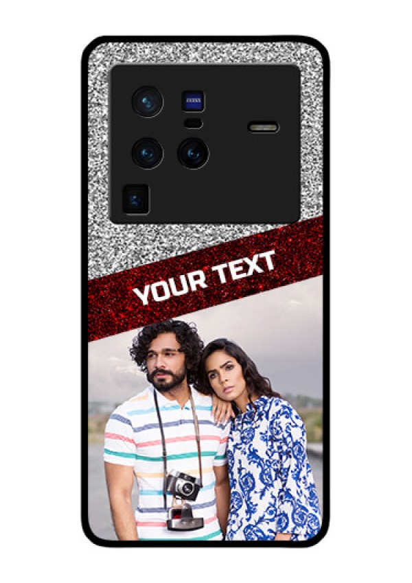 Vivo X80 Pro 5G Personalized Glass Phone Case - Image Holder with Glitter Strip Design