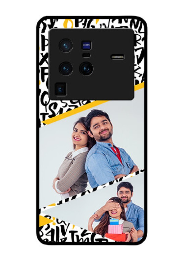 Vivo X80 Pro 5G Custom Glass Mobile Case - Letters Pattern Design