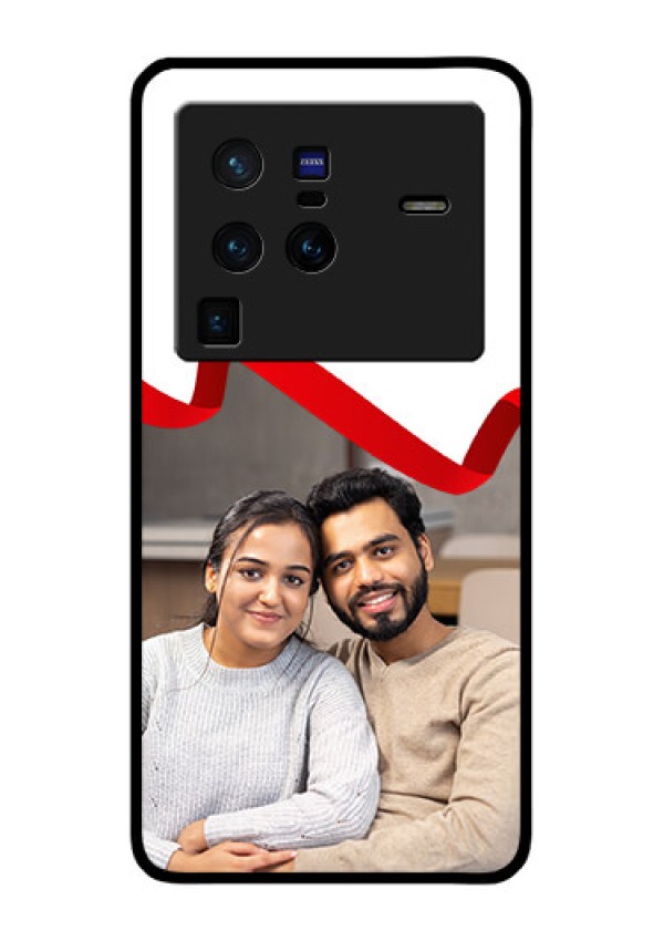 Vivo X80 Pro 5G Photo Printing on Glass Case - Red Ribbon Frame Design