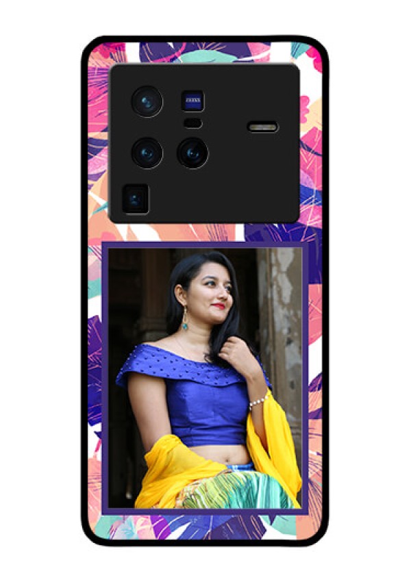 Vivo X80 Pro 5G Custom Glass Mobile Case - Abstract Floral Design