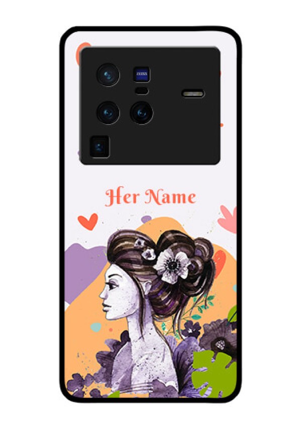 Vivo X80 Pro 5G Personalized Glass Phone Case - Woman And Nature Design