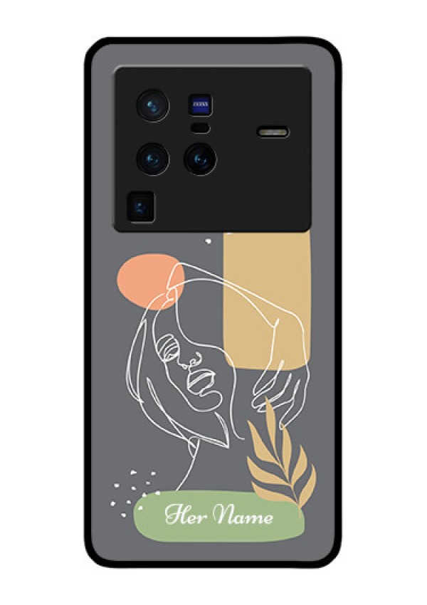 Vivo X80 Pro 5G Custom Glass Phone Case - Gazing Woman line art Design