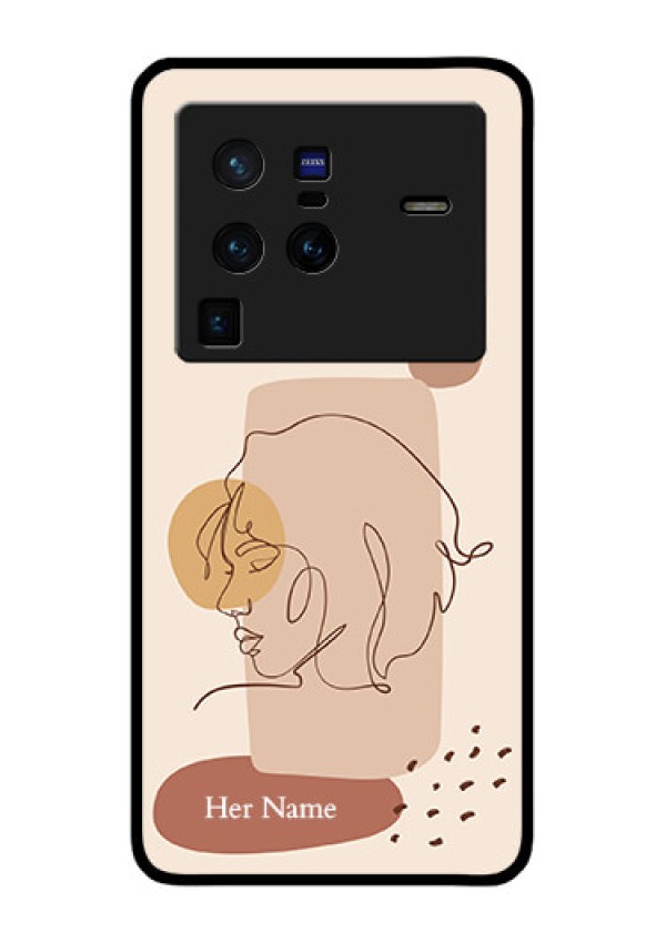Vivo X80 Pro 5G Photo Printing on Glass Case - Calm Woman line art Design