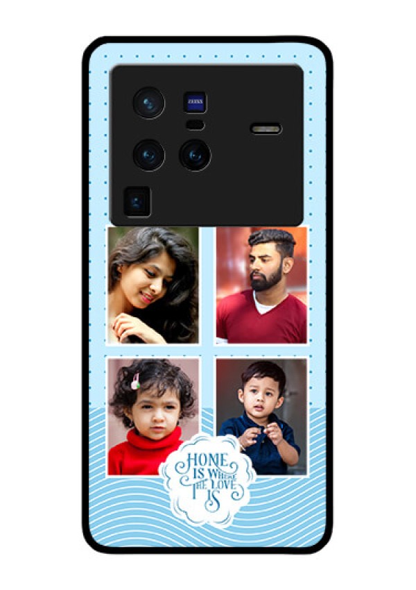 Vivo X80 Pro 5G Custom Glass Phone Case - Cute love quote with 4 pic upload Design