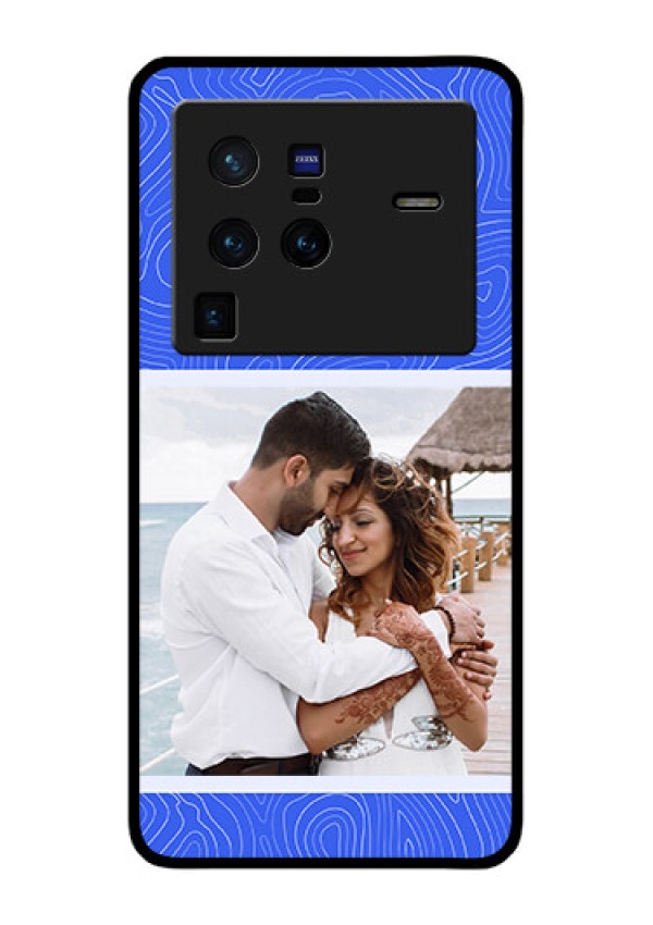 Vivo X80 Pro 5G Custom Glass Mobile Case - Curved line art with blue and white Design