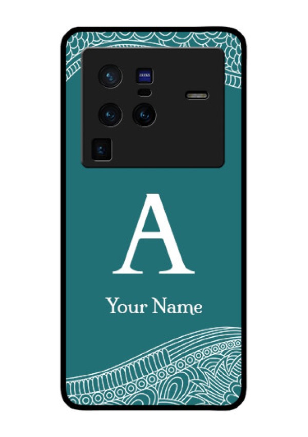 Vivo X80 Pro 5G Personalized Glass Phone Case - line art pattern with custom name Design