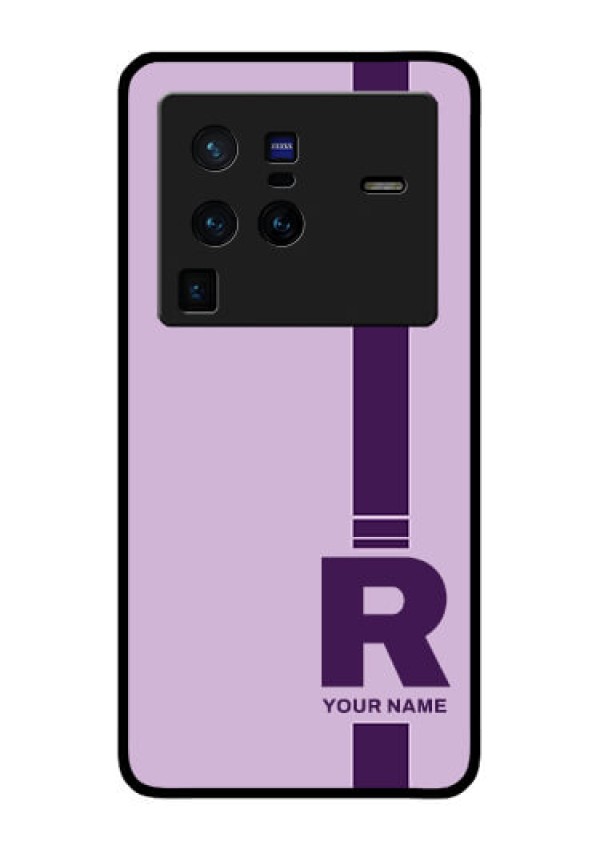 Vivo X80 Pro 5G Photo Printing on Glass Case - Simple dual tone stripe with name Design