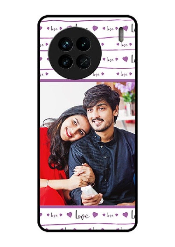 Vivo X90 5G Custom Glass Mobile Case - Couples Heart Design