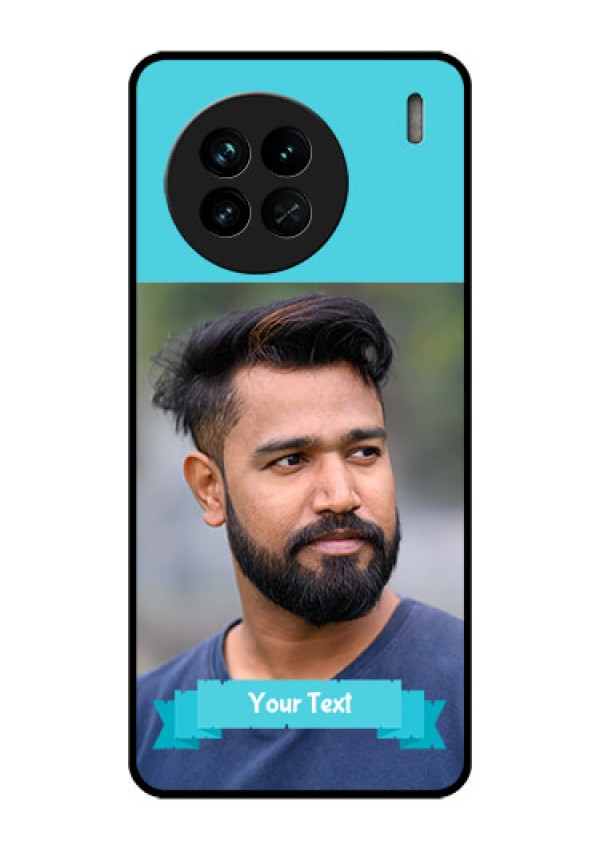 Vivo X90 5G Personalized Glass Phone Case - Simple Blue Color Design
