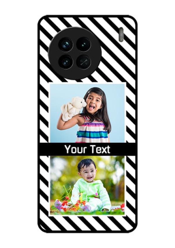 Vivo X90 5G Photo Printing on Glass Case - Black And White Stripes Design