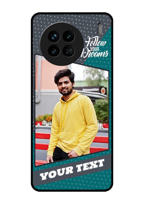 Vivo X90 5G Personalized Glass Phone Case - Background Pattern Design with Quote