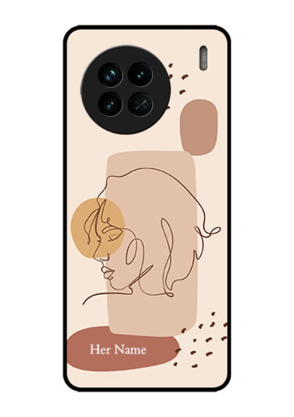 Vivo X90 5G Photo Printing on Glass Case - Calm Woman line art Design