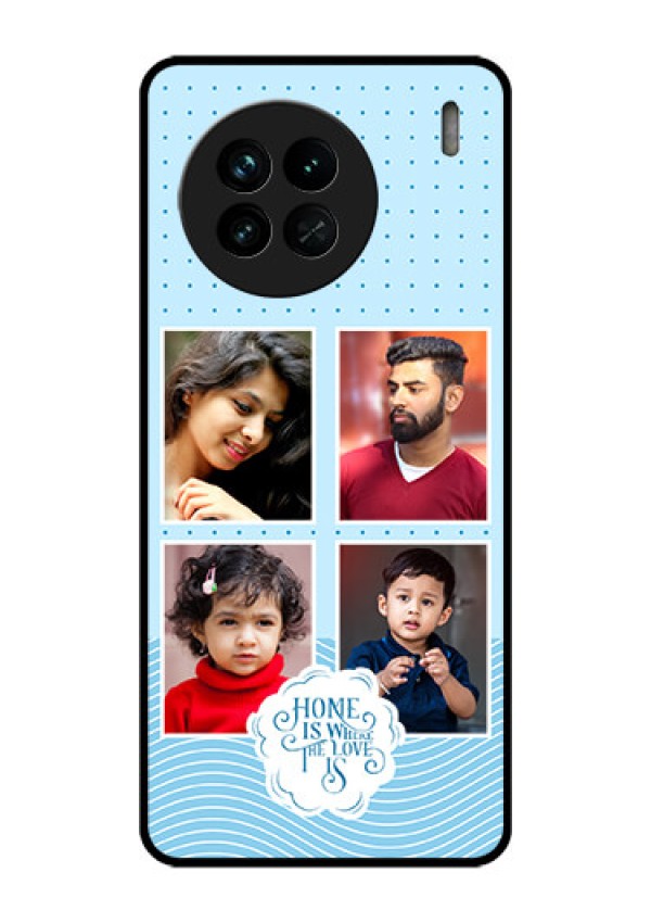 Vivo X90 5G Custom Glass Phone Case - Cute love quote with 4 pic upload Design