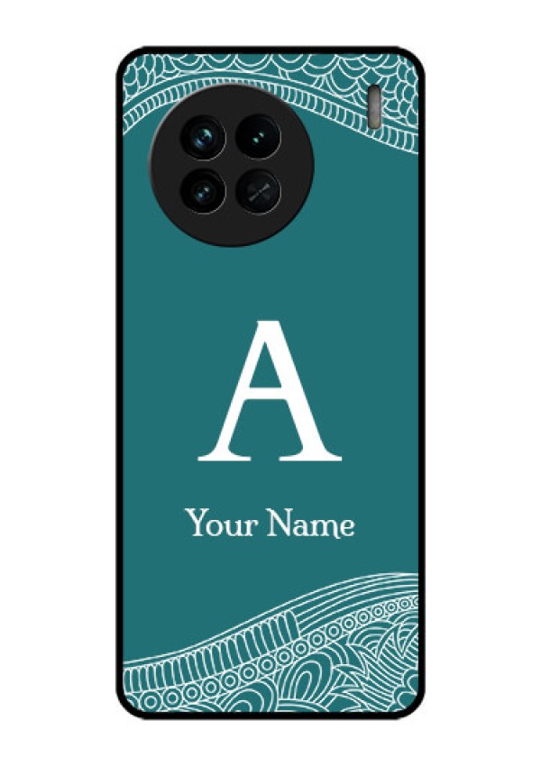 Vivo X90 5G Personalized Glass Phone Case - line art pattern with custom name Design