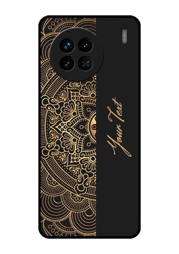 Vivo X90 5G Photo Printing on Glass Case - Mandala art with custom text Design