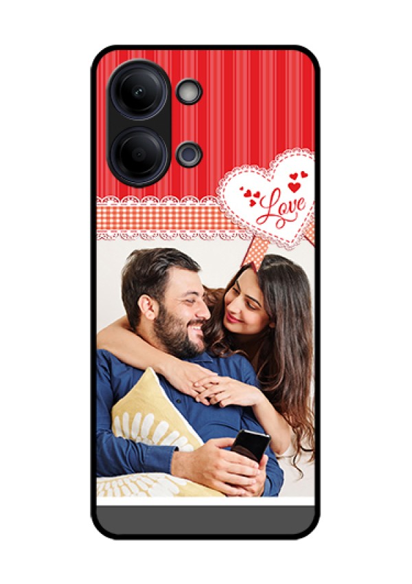Vivo Y05 4G Custom Glass Phone Case - Red Love Pattern Design