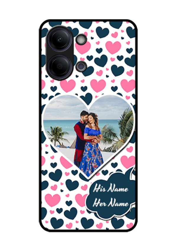Vivo Y05 4G Custom Glass Phone Case - Pink & Blue Heart Design