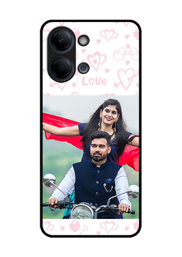 Vivo Y05 4G Custom Glass Phone Case - Pink Flying Heart Design