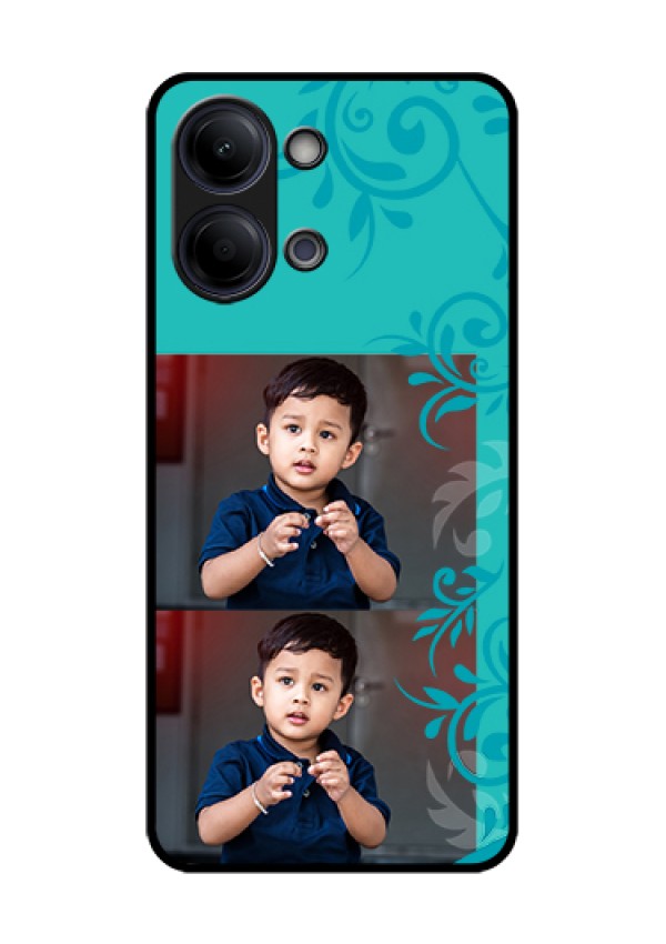 Vivo Y05 4G Custom Glass Phone Case - With Photo And Green Floral Design