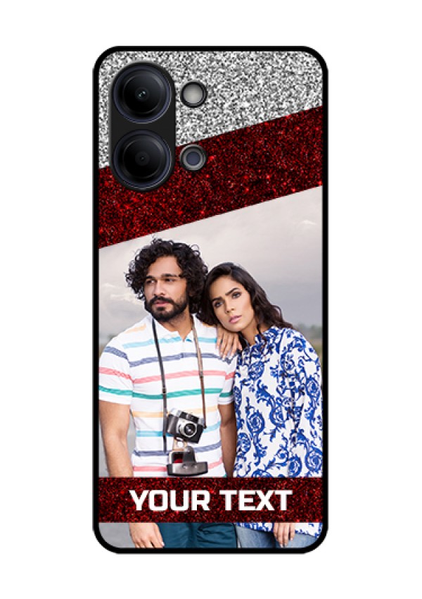 Vivo Y05 4G Custom Glass Phone Case - Image Holder With Glitter Strip Design