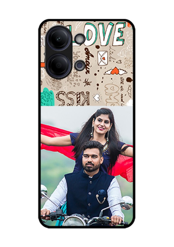 Vivo Y05 4G Custom Glass Phone Case - Love Doodle Pattern