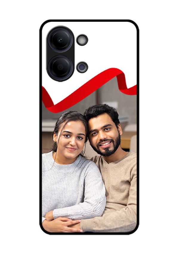 Vivo Y05 4G Custom Glass Phone Case - Red Ribbon Frame Design