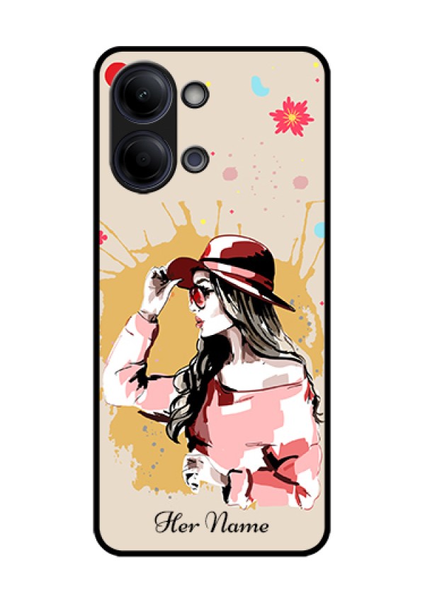 Vivo Y05 4G Custom Glass Phone Case - Women With Pink Hat Design