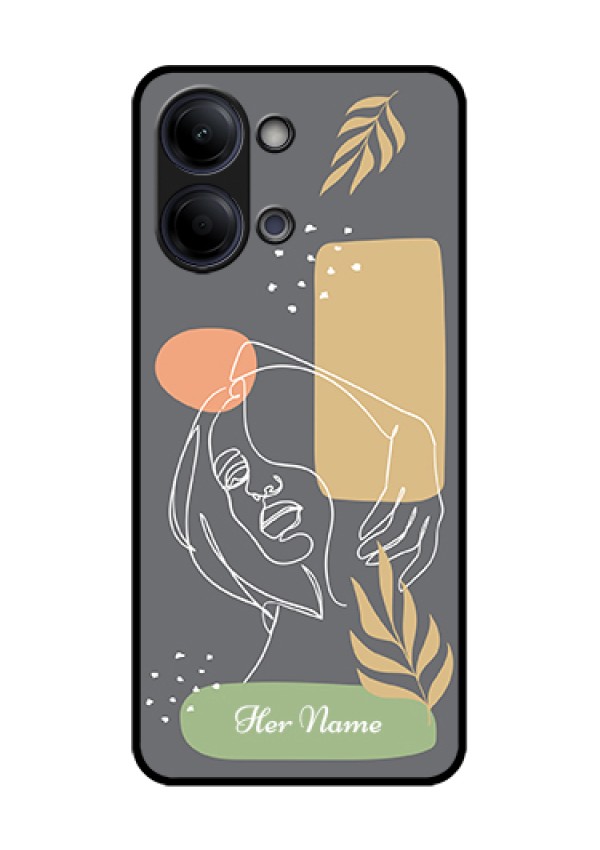 Vivo Y05 4G Custom Glass Phone Case - Gazing Woman Line Art Design