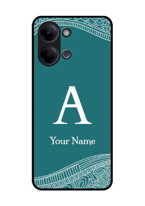 Vivo Y05 4G Custom Glass Phone Case - Line Art Pattern With Custom Name Design