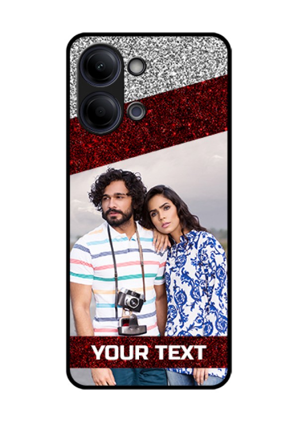Vivo Y11 5G Custom Glass Phone Case - Image Holder With Glitter Strip Design