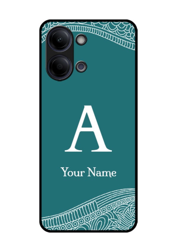 Vivo Y11 5G Custom Glass Phone Case - Line Art Pattern With Custom Name Design