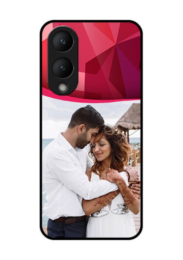 Vivo Y17s Custom Glass Phone Case - Red Abstract Design