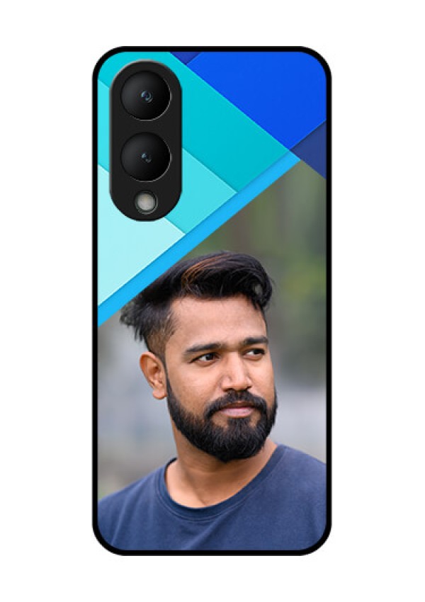Vivo Y17s Custom Glass Phone Case - Blue Pattern Design