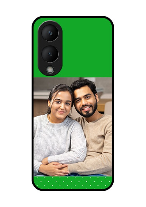 Vivo Y17s Custom Glass Phone Case - Green Pattern Design
