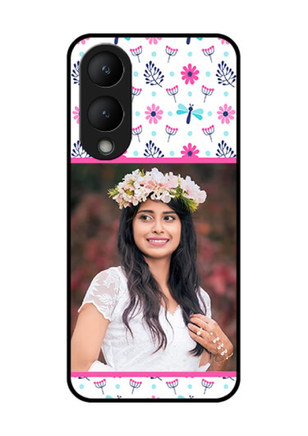 Vivo Y17s Custom Glass Phone Case - Colorful Flower Design