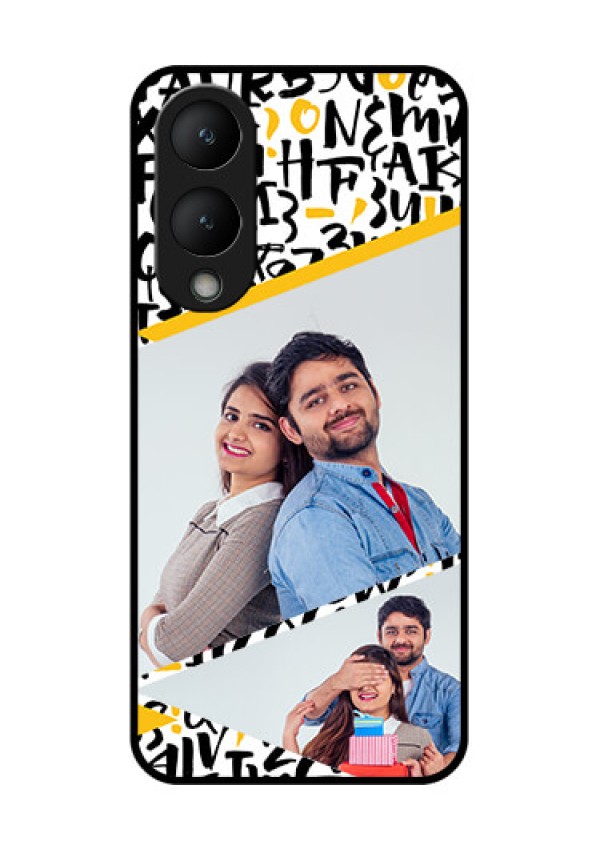 Vivo Y17s Custom Glass Phone Case - Letters Pattern Design