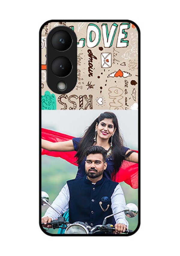 Vivo Y17s Custom Glass Phone Case - Love Doodle Pattern