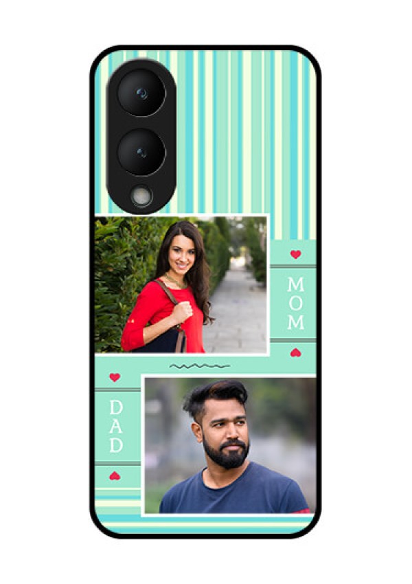 Vivo Y17s Custom Glass Phone Case - Mom & Dad Pic Design