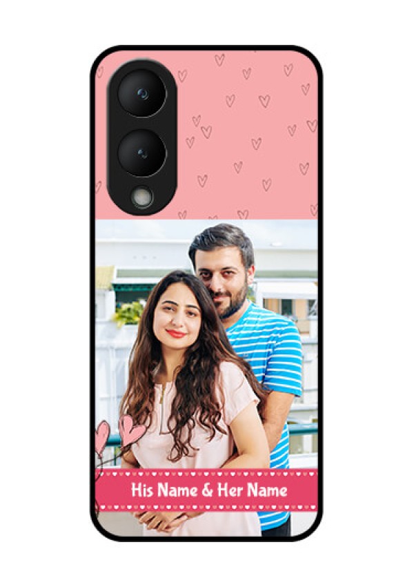 Vivo Y17s Custom Glass Phone Case - Love Design Peach Color