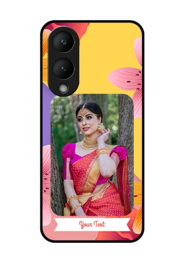 Vivo Y17s Custom Glass Phone Case - 3 Image With Vintage Floral Design