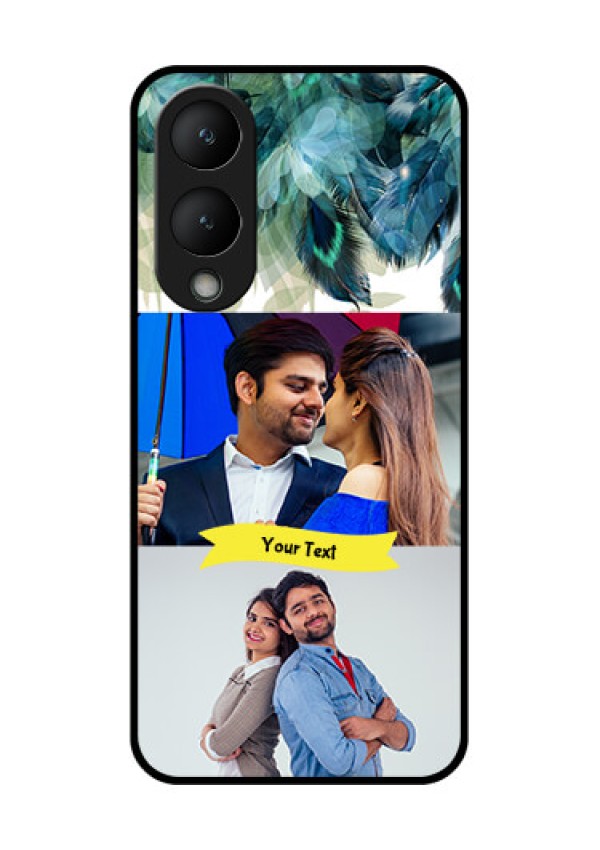 Vivo Y17s Custom Glass Phone Case - Image With Boho Peacock Feather Design