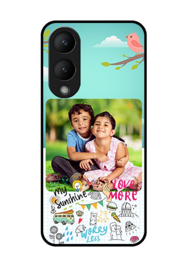 Vivo Y17s Custom Glass Phone Case - Doodle Love Design